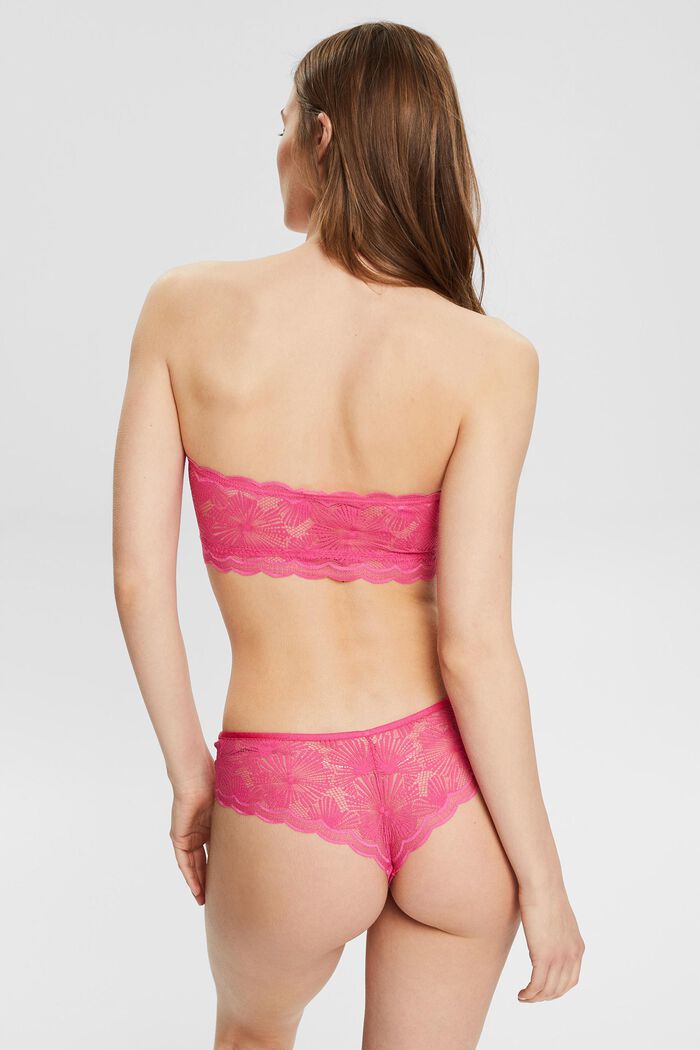 Padded bandeau bra made of patterned lace, PINK FUCHSIA, detail image number 1