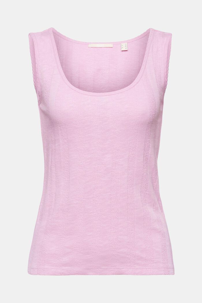 Textured rib effect cotton vest top, LILAC, detail image number 6