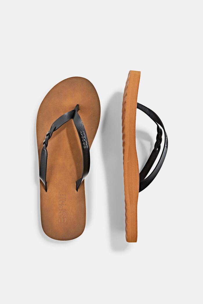 Thong sandals with braided detail, BLACK, detail image number 1