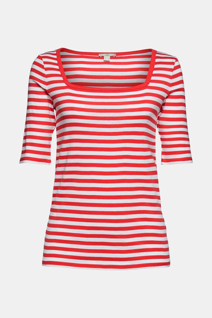 T-shirt with a square neckline, organic cotton, RED, detail image number 2
