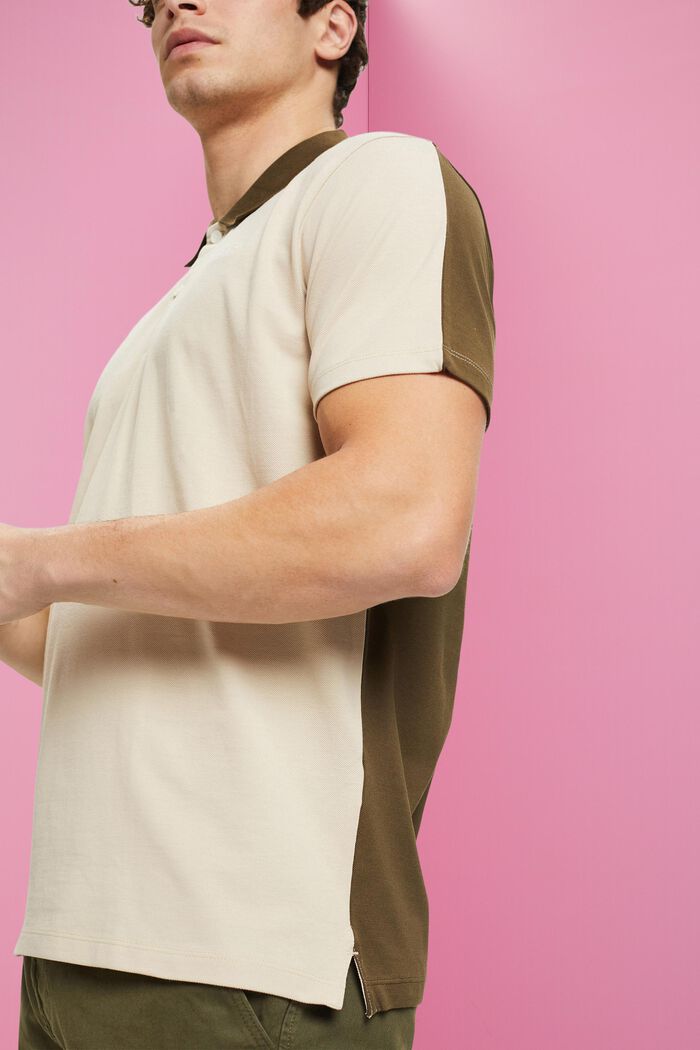 Two-tone polo shirt, LIGHT TAUPE, detail image number 2