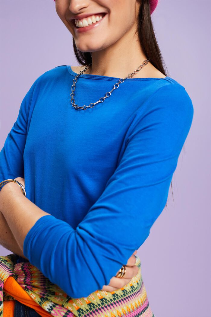 Organic Cotton Longsleeve Top, BRIGHT BLUE, detail image number 3