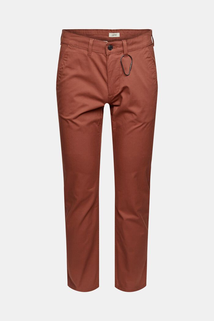 Narrowly-cut chinos made of organic cotton, RUST BROWN, detail image number 2