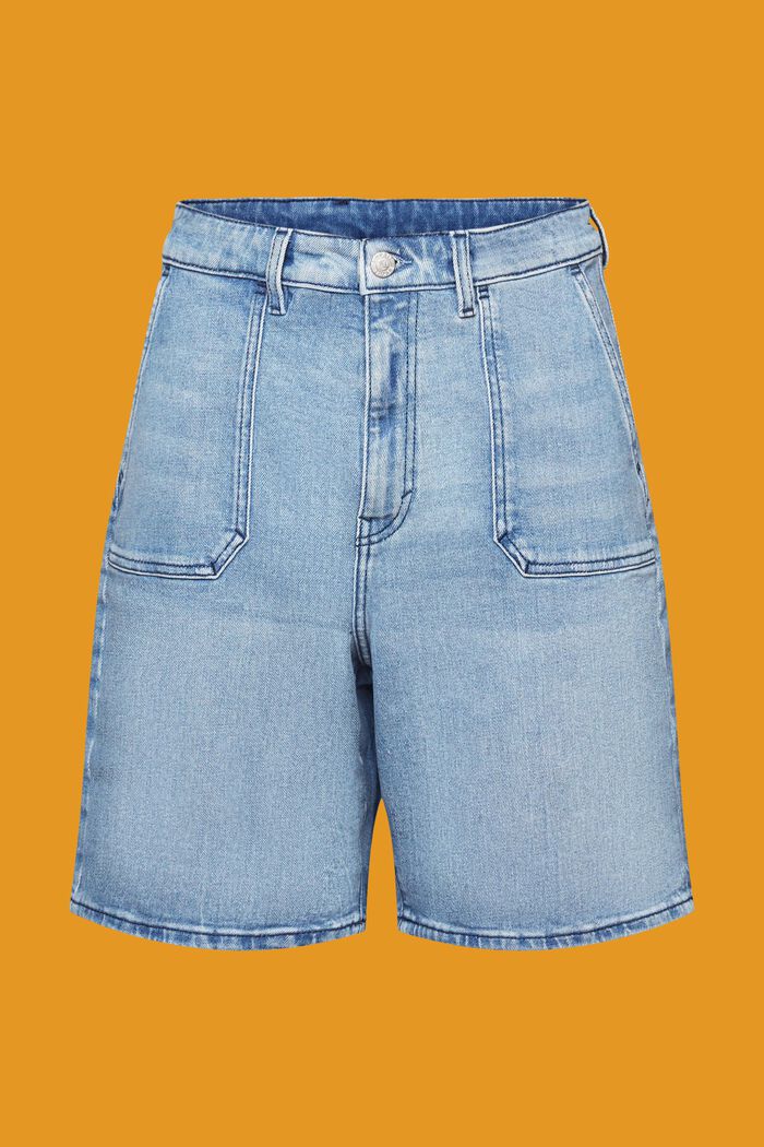 High-rise jeans shorts, BLUE LIGHT WASHED, detail image number 7