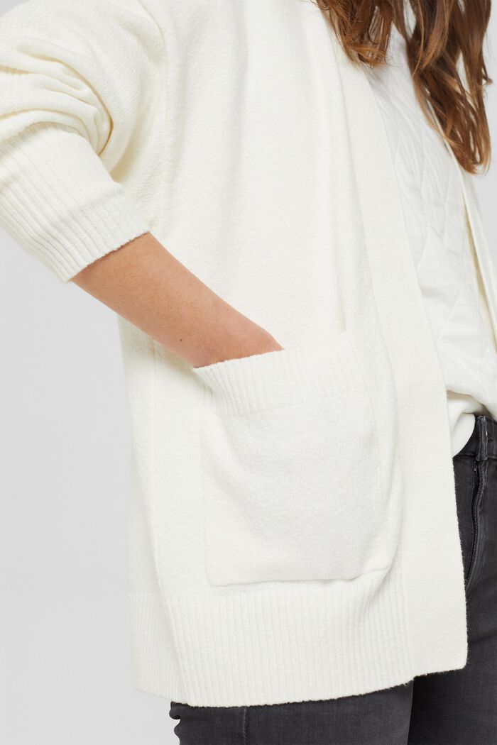 Wool blend: open cardigan, OFF WHITE, detail image number 2