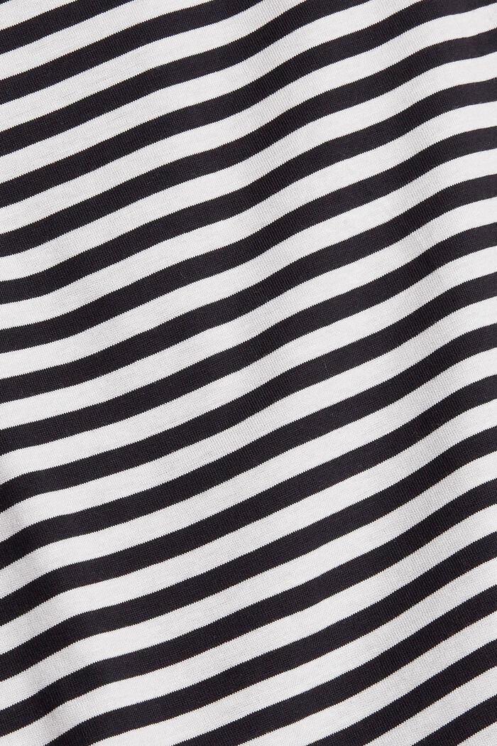 Striped long sleeve top with a monogram, BLACK, detail image number 4