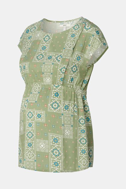 Short-sleeved print blouse with nursing function