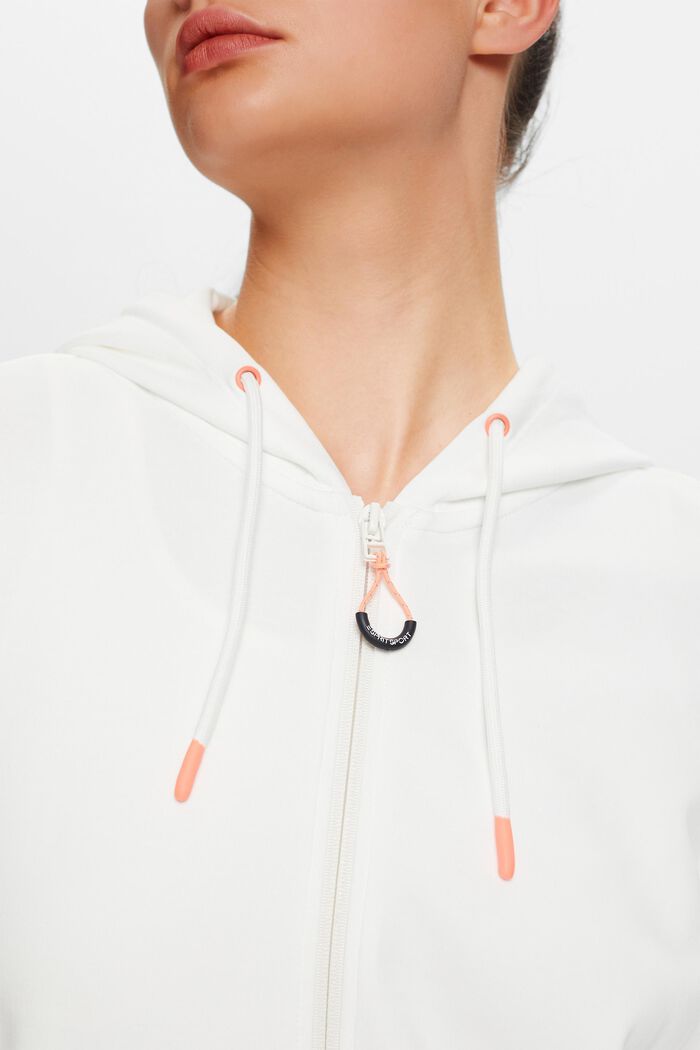 Zip-Up Hooded Cardigan, OFF WHITE, detail image number 1