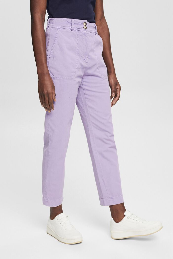 High-rise trousers made of organic cotton, LAVENDER, detail image number 0