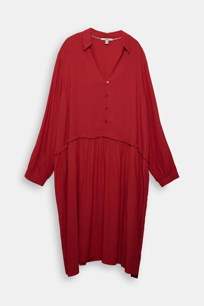 CURVY dress with a ruffled edge, RED, detail image number 0