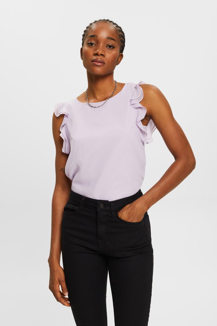 Chiffon blouse with ruffles, LAVENDER, detail image number 0