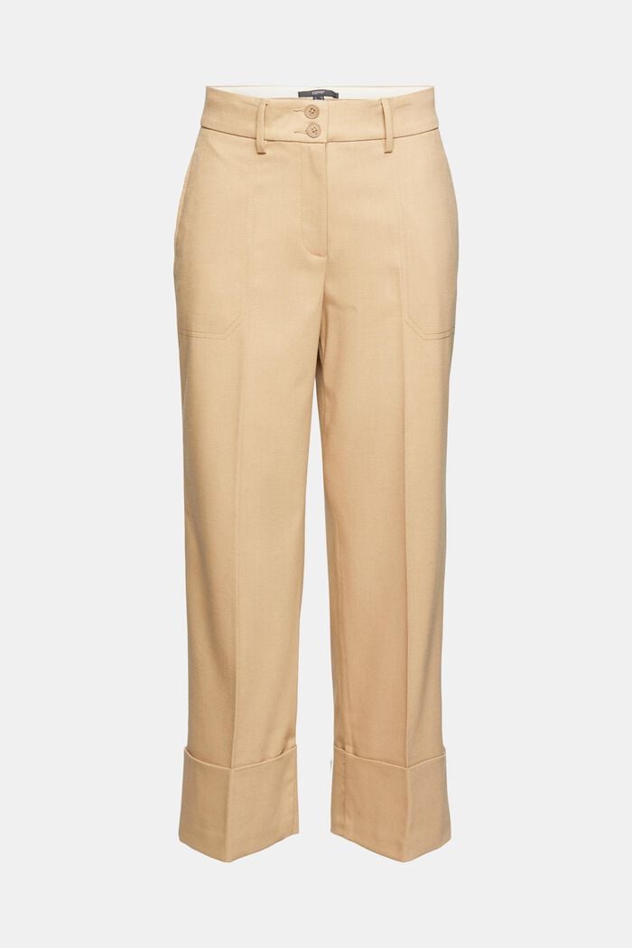 Cropped fabric trousers, CAMEL, detail image number 8
