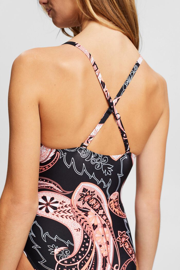 Made of recycled material: swimsuit with a paisley print, BLACK, detail image number 5