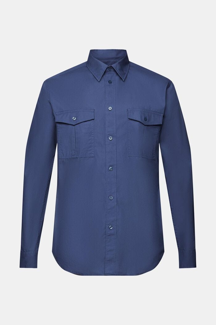 Cotton Utility Shirt, GREY BLUE, detail image number 6
