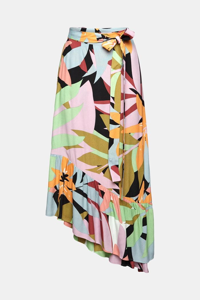 Wrap skirt with colourful pattern, GREEN, overview