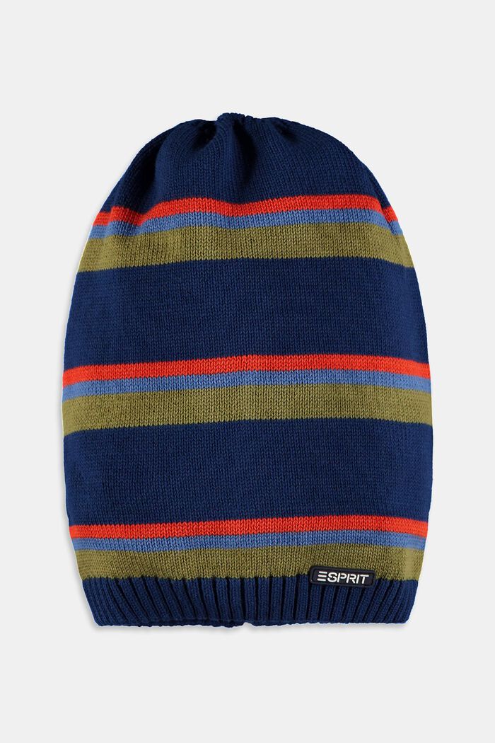 Striped beanie in 100% cotton, BLUE, detail image number 0