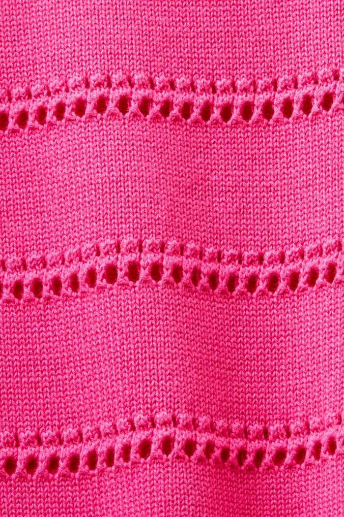 Pointelle Short-Sleeve Sweater, PINK FUCHSIA, detail image number 4