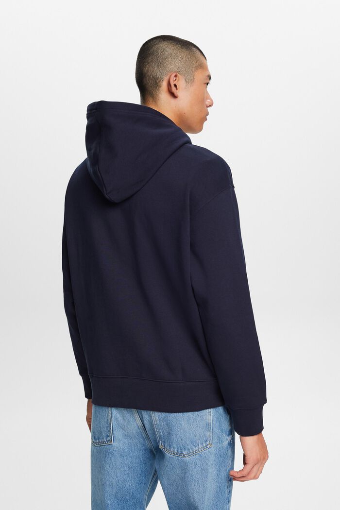 Sweatshirt hoodie with logo stitching, NAVY, detail image number 3