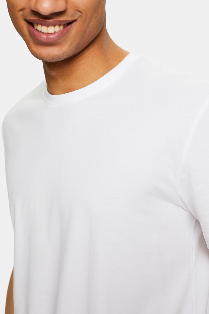 Pima Cotton Jersey Crewneck T-Shirt, WHITE, detail image number 3