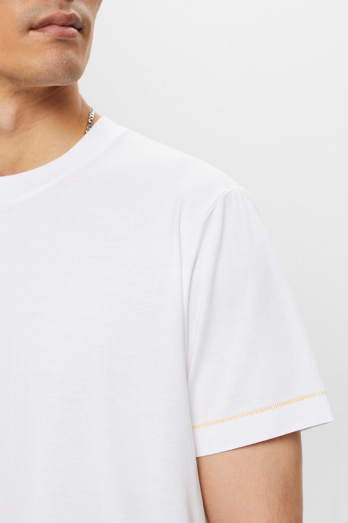 Jersey crewneck t-shirt, 100% cotton, WHITE, detail image number 2