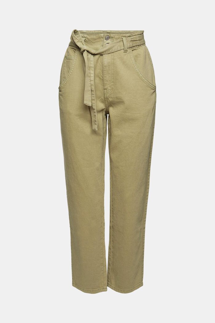Containing hemp: trousers with a tie-around belt, LIGHT KHAKI, detail image number 6