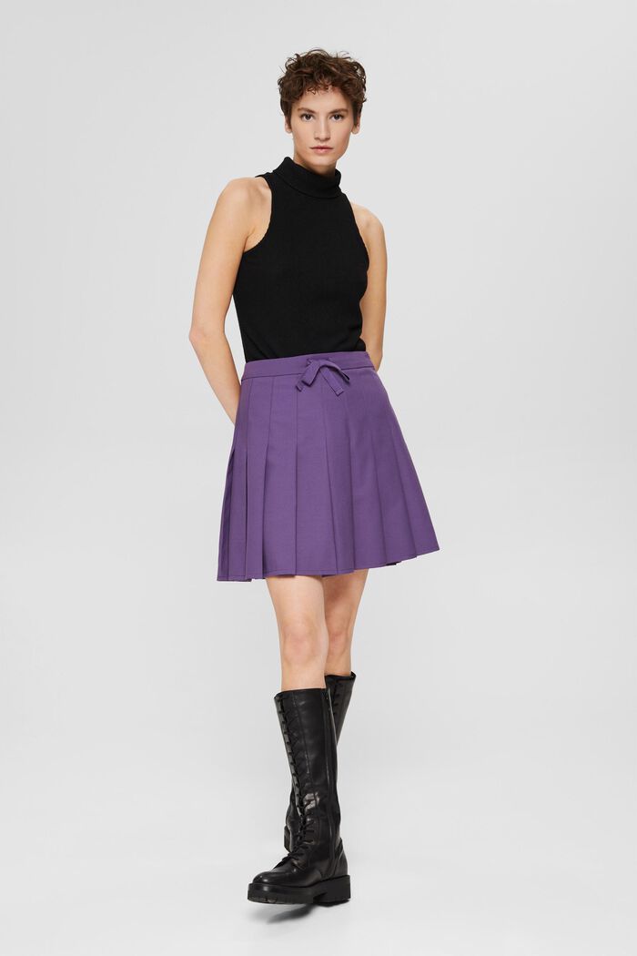Pleated mini skirt, DARK PURPLE, detail image number 5