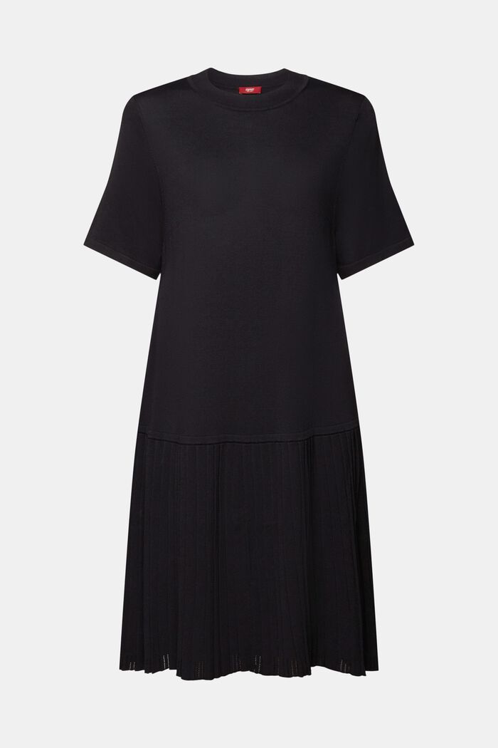 Pleated Drop Waist Dress, BLACK, detail image number 6
