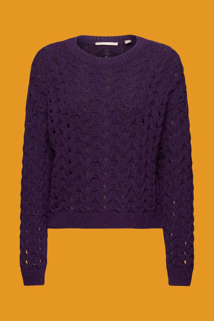 Chunky cable knit jumper, DARK PURPLE, detail image number 6