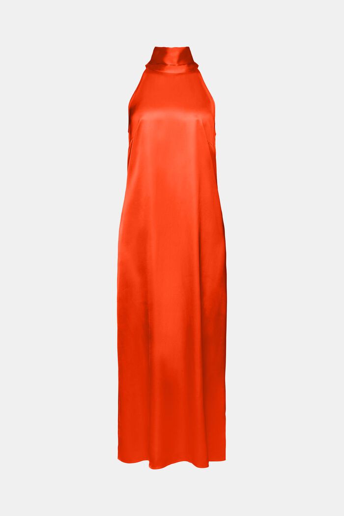 Satin Halterneck Maxi Dress, BRIGHT ORANGE, detail image number 7