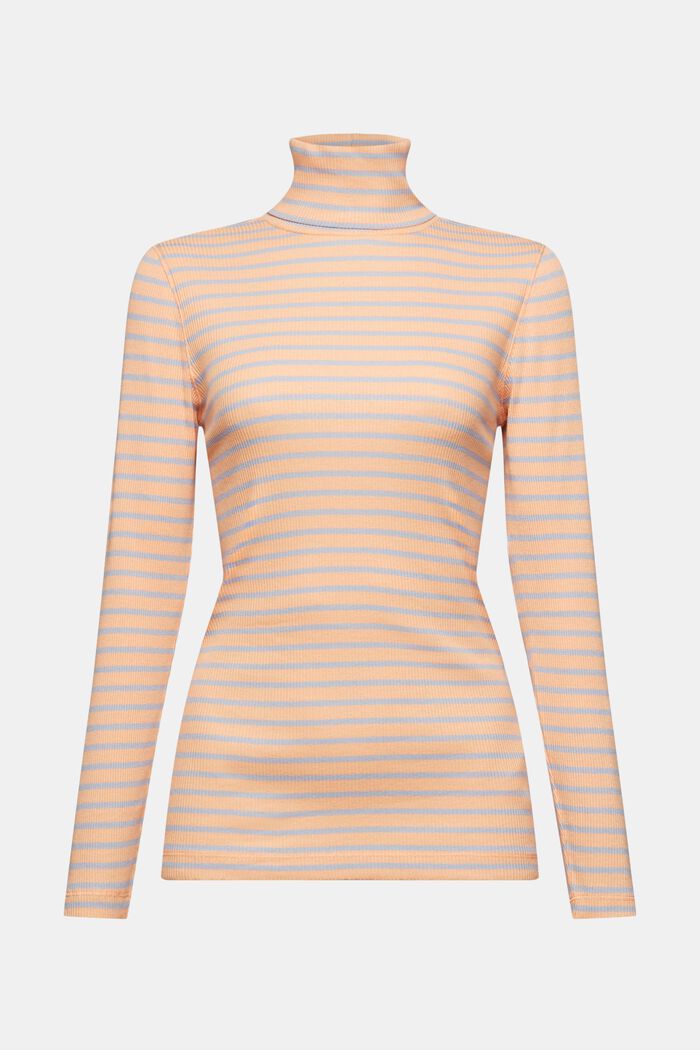 Striped Long-Sleeve Turtleneck, PEACH, detail image number 6