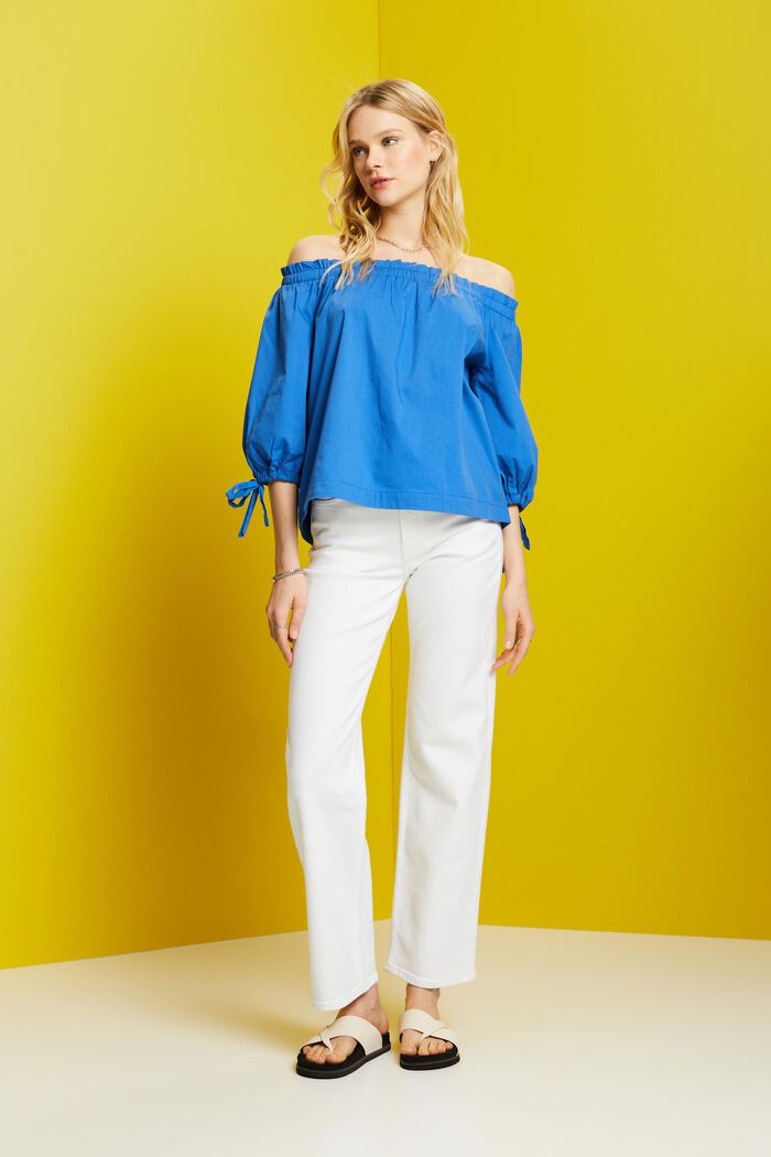 Off-shoulder poplin blouse, BRIGHT BLUE, detail image number 5