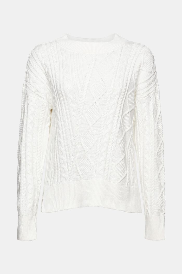 Jumper with patterned texture, organic cotton, OFF WHITE, overview