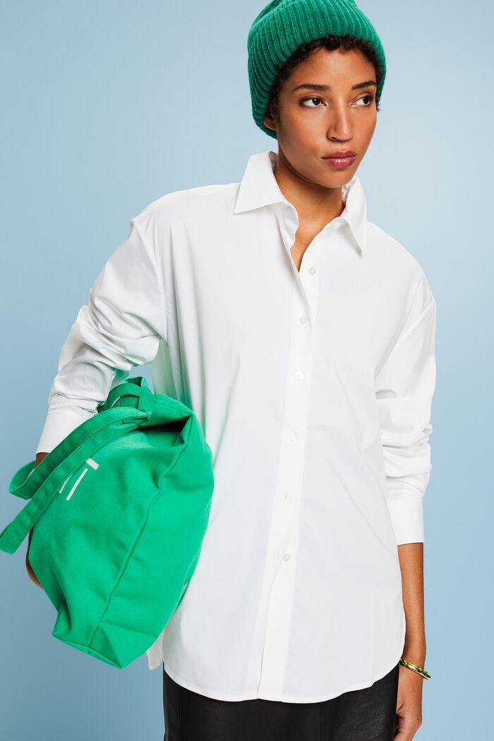 Oversized Button-Down Shirt, WHITE, detail image number 0