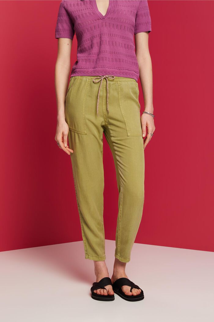 Trousers with an elasticated waistband, PISTACHIO GREEN, detail image number 0