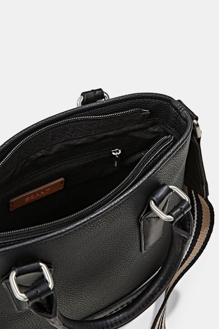 Vegan: faux leather tote bag, BLACK, detail image number 4