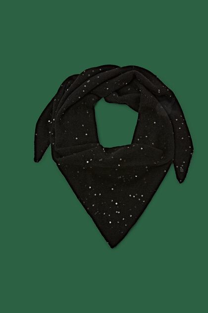 Sequined Triangle Knit Scarf