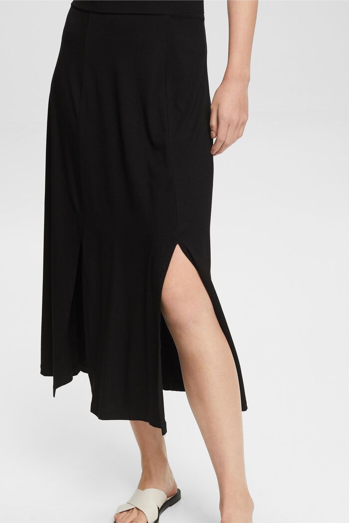 Midi skirt with slits, BLACK, detail image number 2