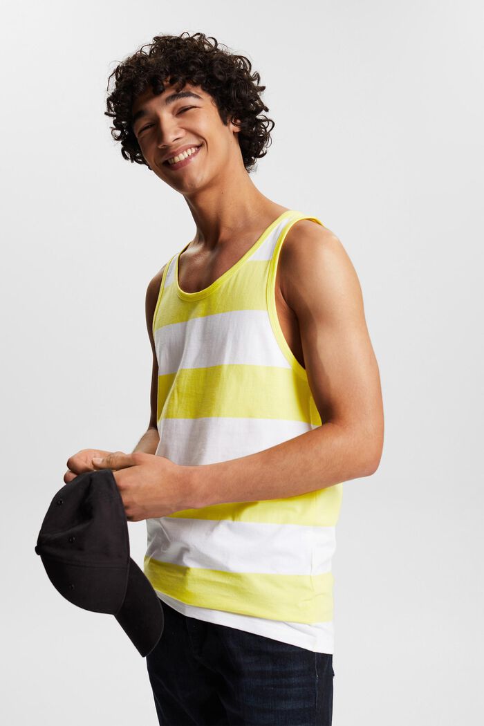 Sleeveless top with stripes, YELLOW, overview