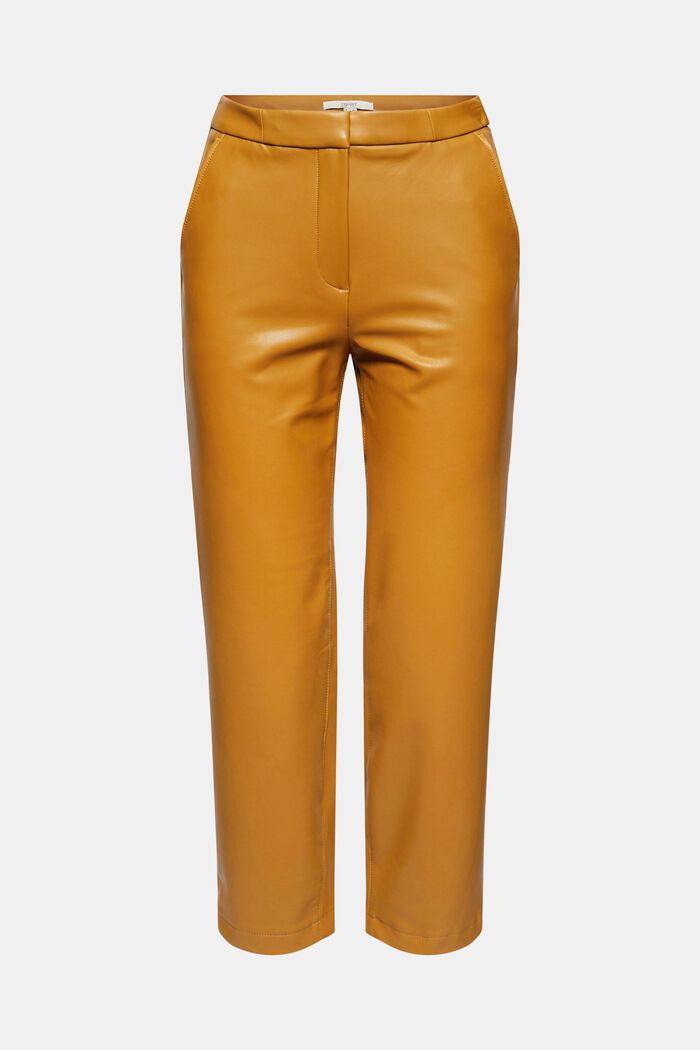 Cropped trousers in faux leather, CAMEL, detail image number 7