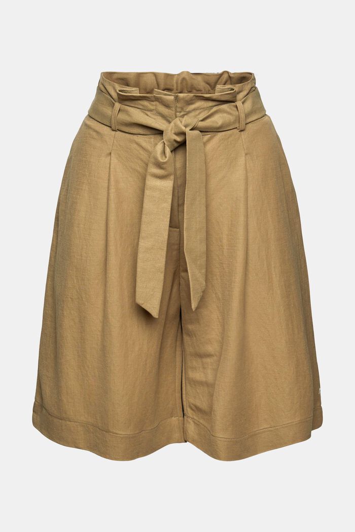 Shorts with a paperbag waistband, LENZING™ ECOVERO™, KHAKI GREEN, detail image number 4