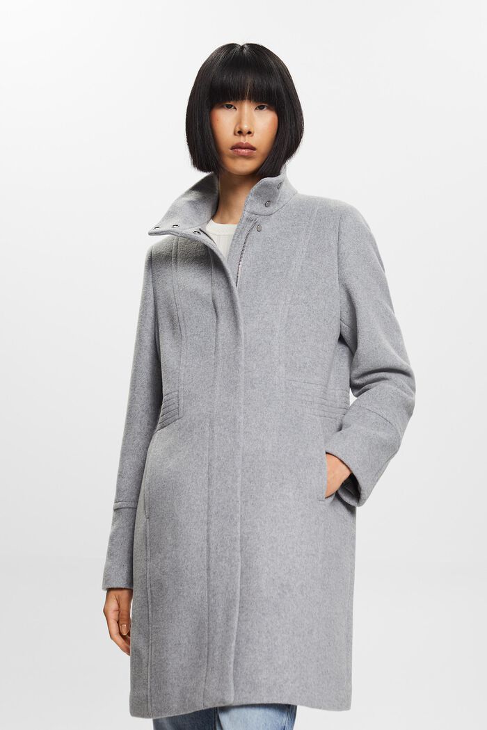 Recycled: wool blend coat, LIGHT GREY, detail image number 1