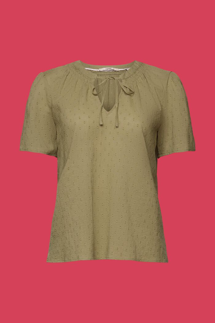 Plumetis blouse, 100% cotton, LIGHT KHAKI, detail image number 6