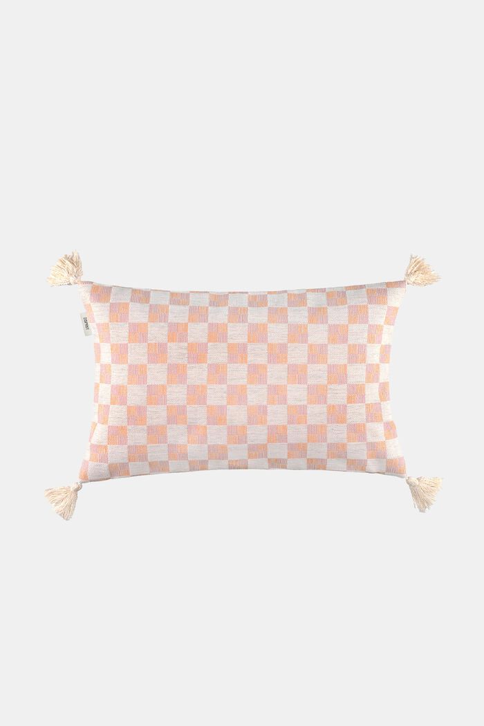 Checkered Tassel Cushion Cover, ROSE, detail image number 3
