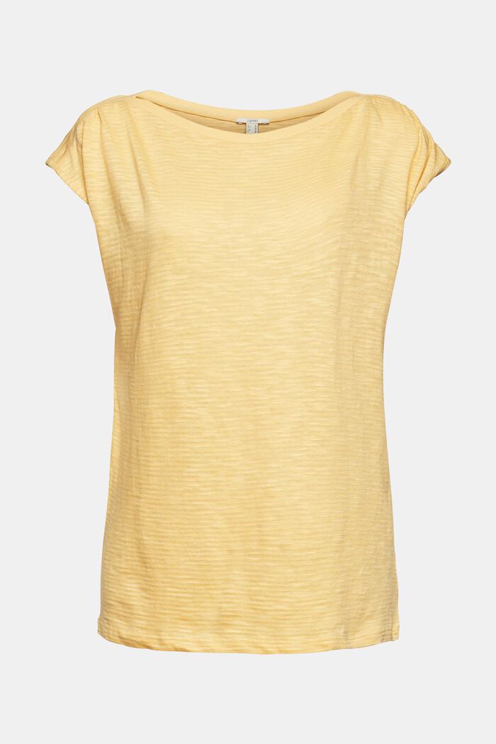 Knitted top in an organic cotton blend, DUSTY YELLOW, overview