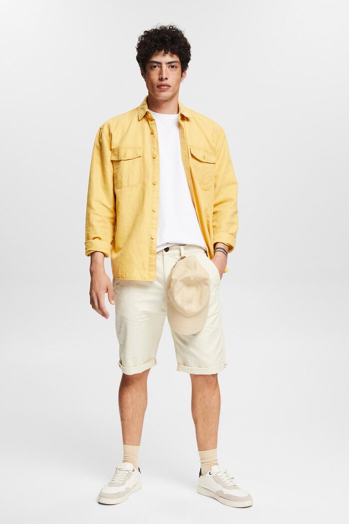Made of blended linen: Oversized shirt, YELLOW, detail image number 1