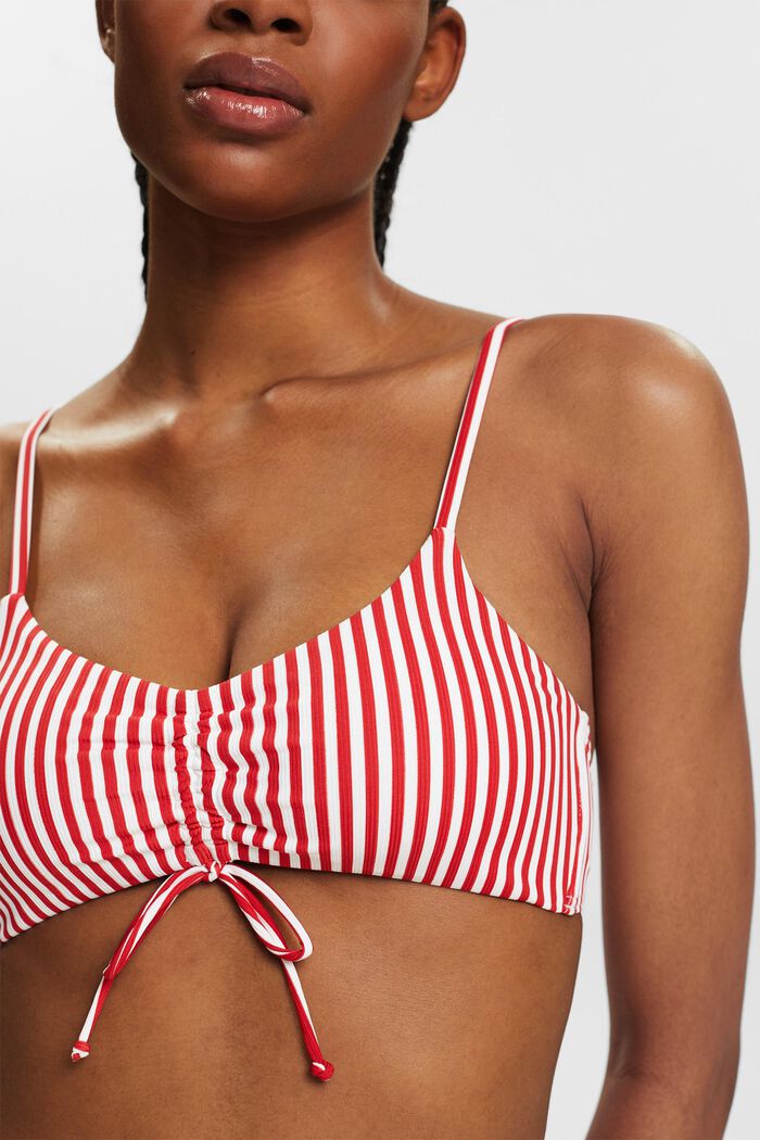 Striped Padded Bikini Top, DARK RED, detail image number 2