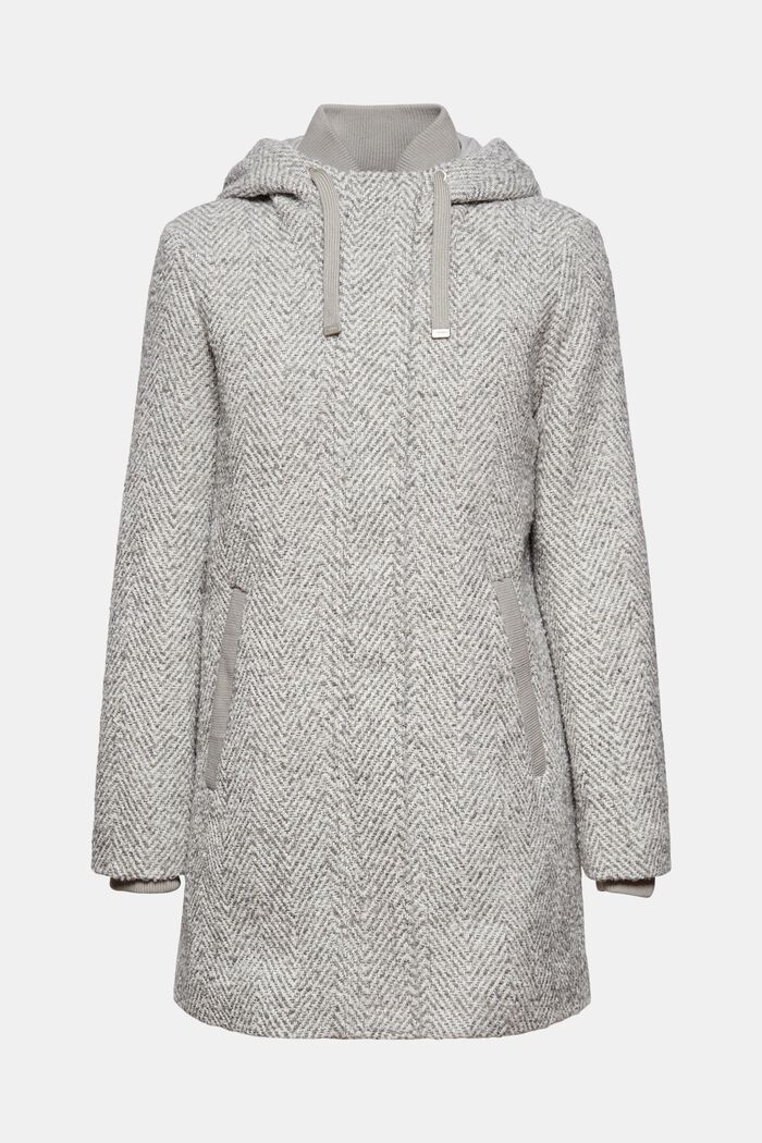 With recycled wool: herringbone coat, LIGHT GREY, detail image number 7