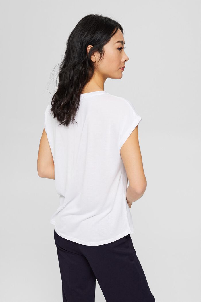 Made of TENCEL™: T-shirt with a rounded hem, WHITE, detail image number 3