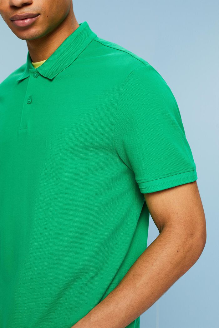 Cotton Pique Polo Shirt, GREEN, detail image number 3