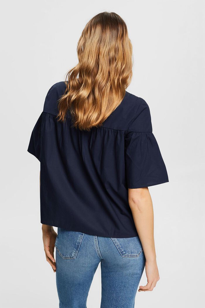 Blouse with short sleeves, organic cotton, NAVY, detail image number 3